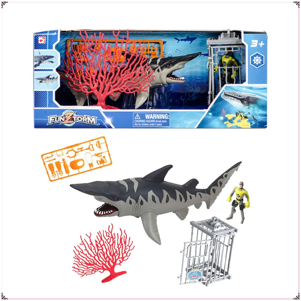 Marine Animal Series Action Toy Figures Limited Edition Unicorn Shark Anti Shark Cage Model Toys Kids Birthday Creative Gifts