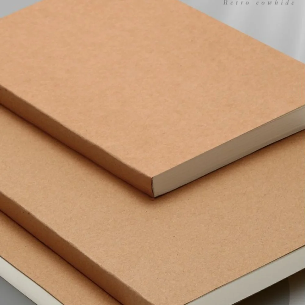 Thickened A5 Kraft Paper Notebook Thick Paper Grid Square Line Notebook Simple Design Horizontal Line Blank Book Study Office