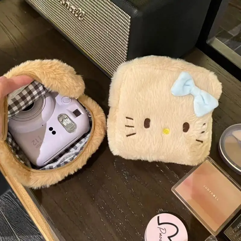 حقيبة تخزين من القطيفة من سانريو هالو كيتي، حقيبة مكياج عالية الجمال، حقيبة كاميرا محمولة، حقيبة معرف ومحفظة، هدية عيد ميلاد للفتيات #4