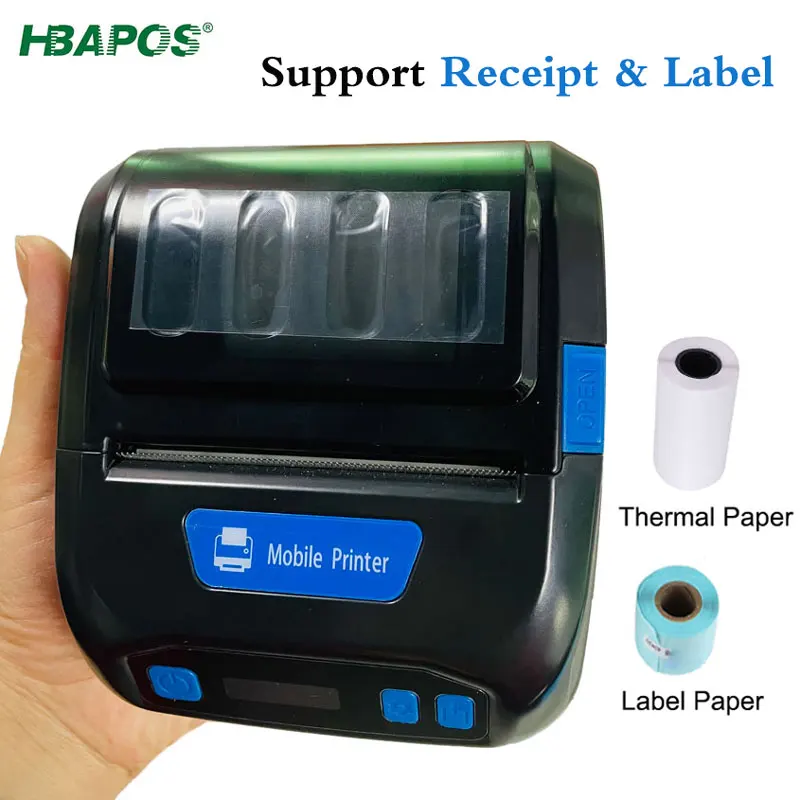 HBAPOS Portable Thermal Printer 80mm 3 inch Wireless Receipt Label Printer Bluetooth for Android Windows POS Terminal