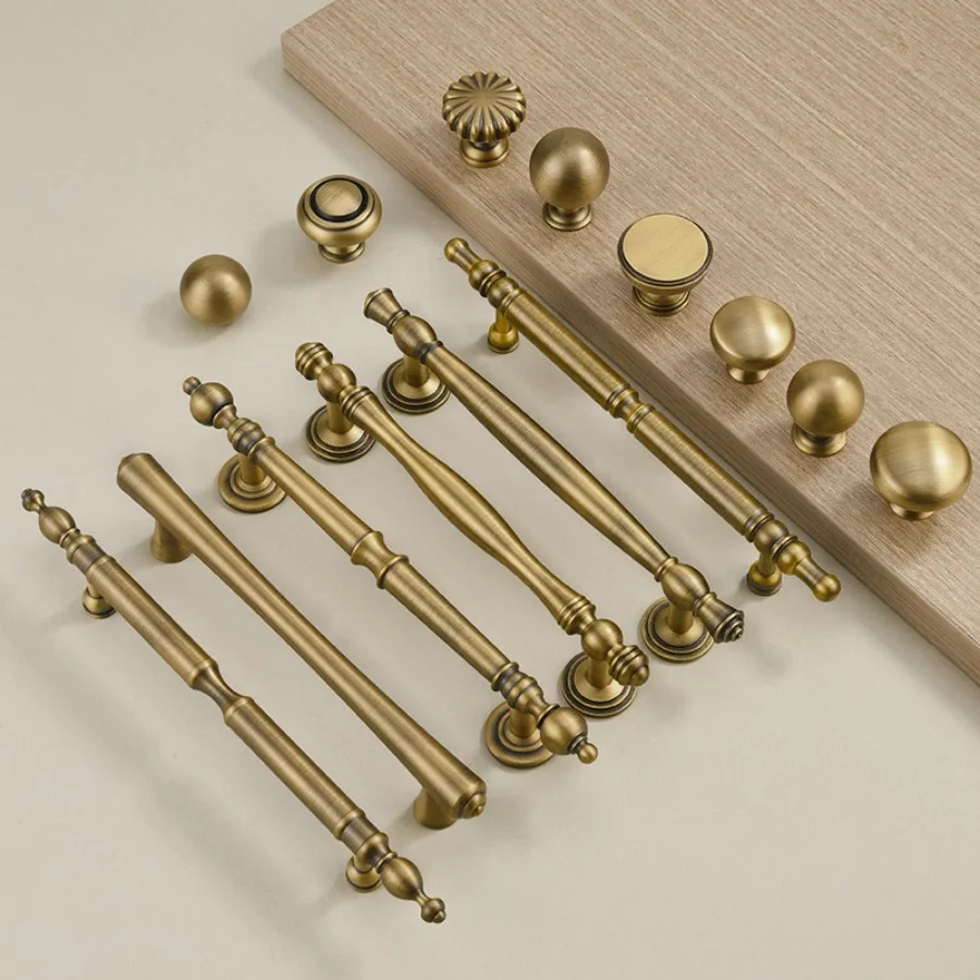 

Vintage Brass Furniture Handles Bronze Handles for Cabinets and Drawers Bedroom Wardrobe Dresser Handles Home Useful Accessories