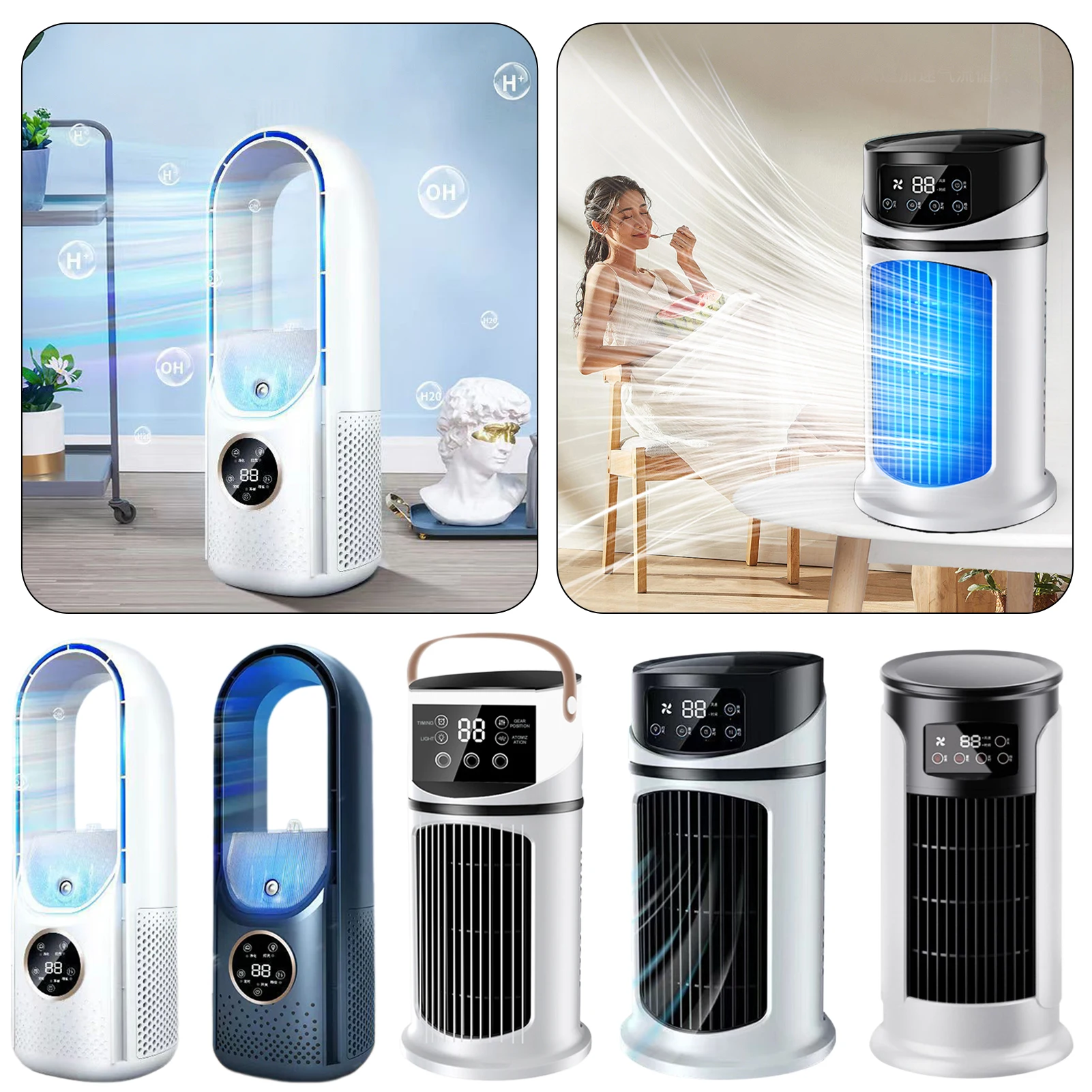 Electric Fan Air Cooler, Home Dormitory Office Humidification Usb Multifunctional Cooling Fan,3 In 1 Portable Mini Airs Cooler