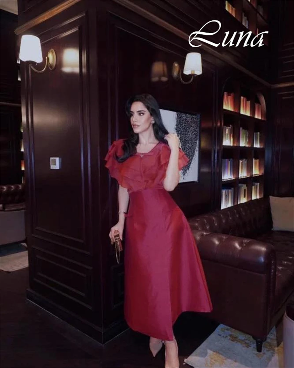 Customized Simple V-Neck Cap Sleeve Short Sleeves Evening Dress Temperament A-Line Prom Dresses Delicate Organza Party Gowns