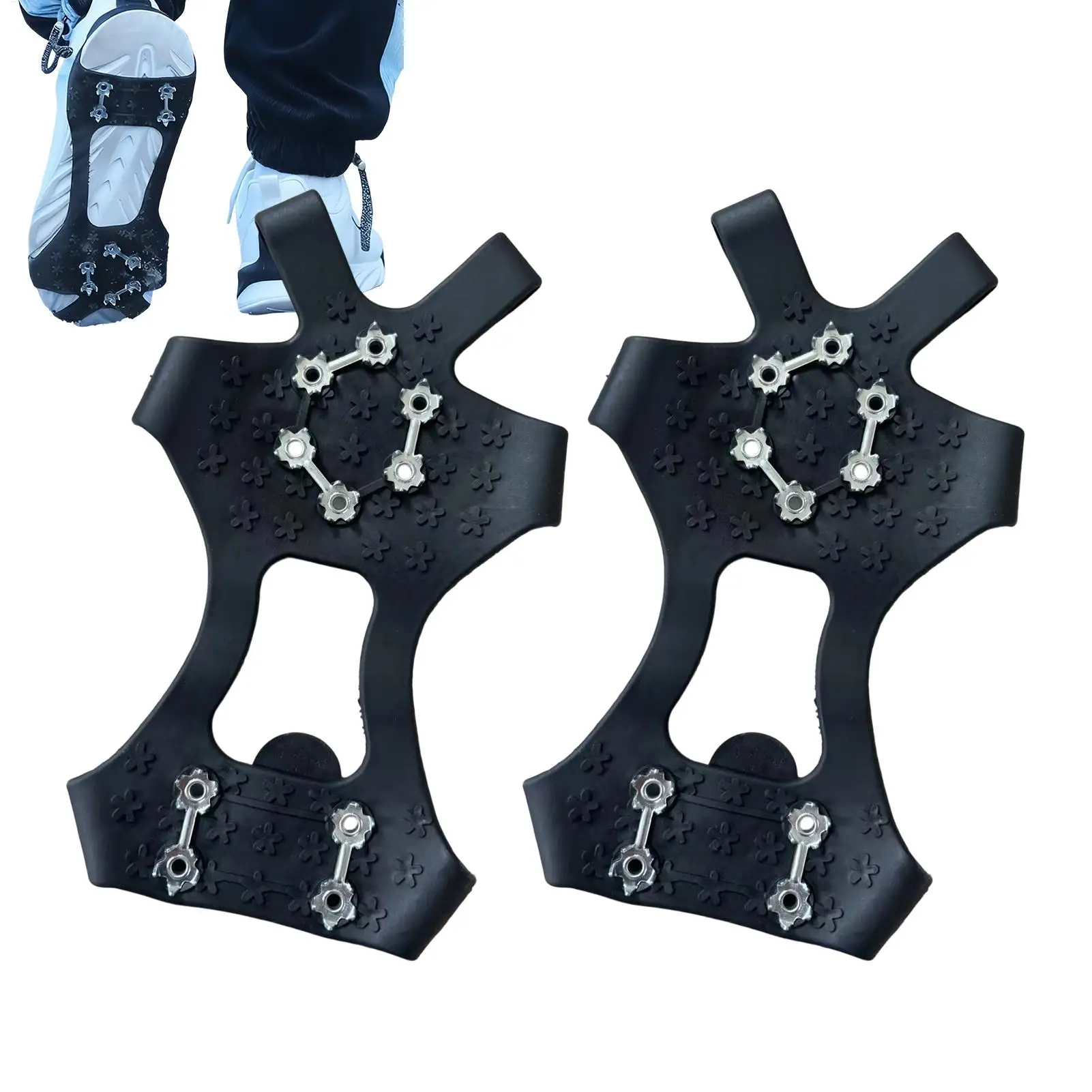 Anti Slip Ice Cleats 10 Spikes Shoe Traction Snow Grips for Winter Outdoor Hiking Fishing Climbing Safety Gear Non Slip Footwear