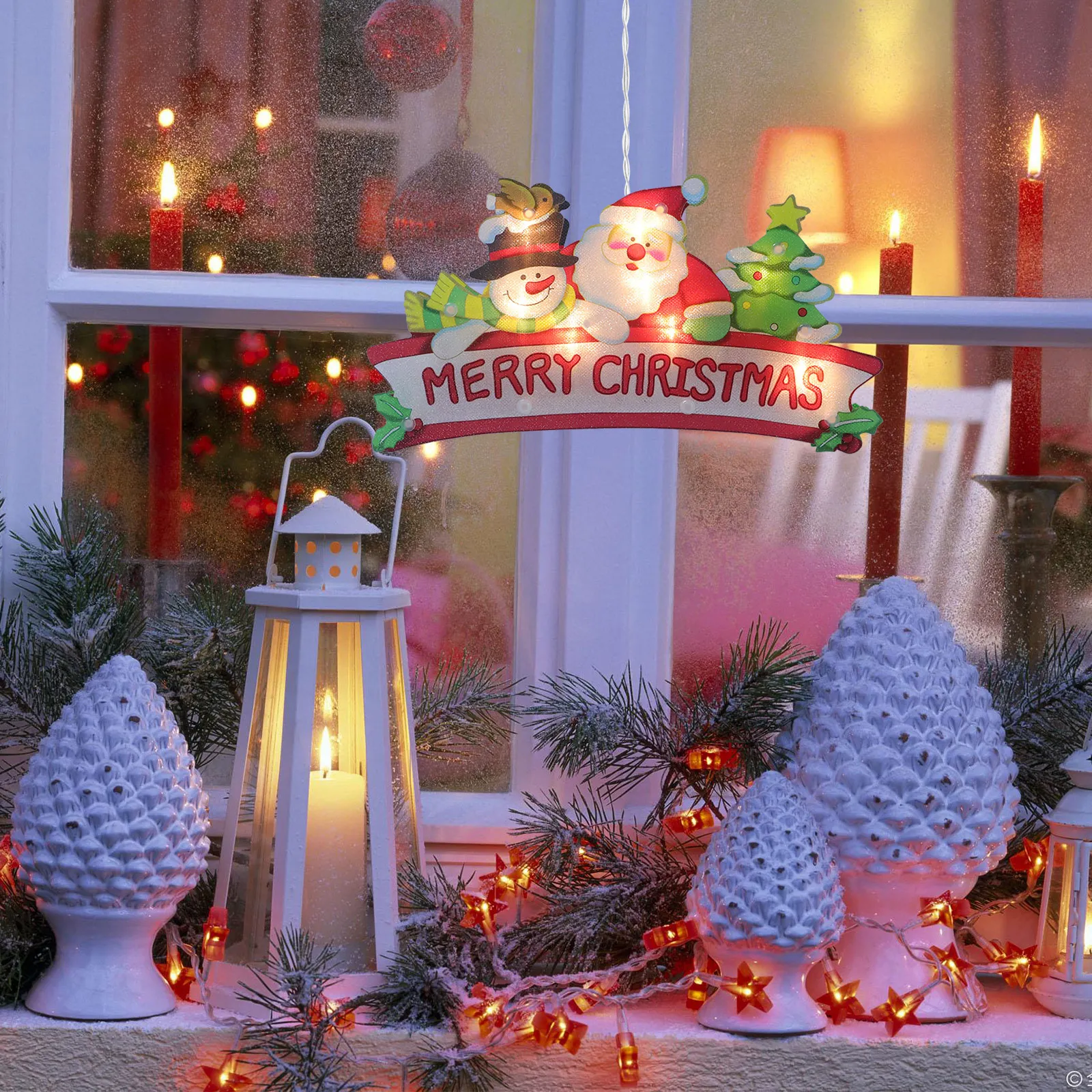 

1Pcs Christmas Light Suction Cup Lamp LED Xmas Hanging Window Decor Party Showcase Pendant Atmosphere Layout Lighting