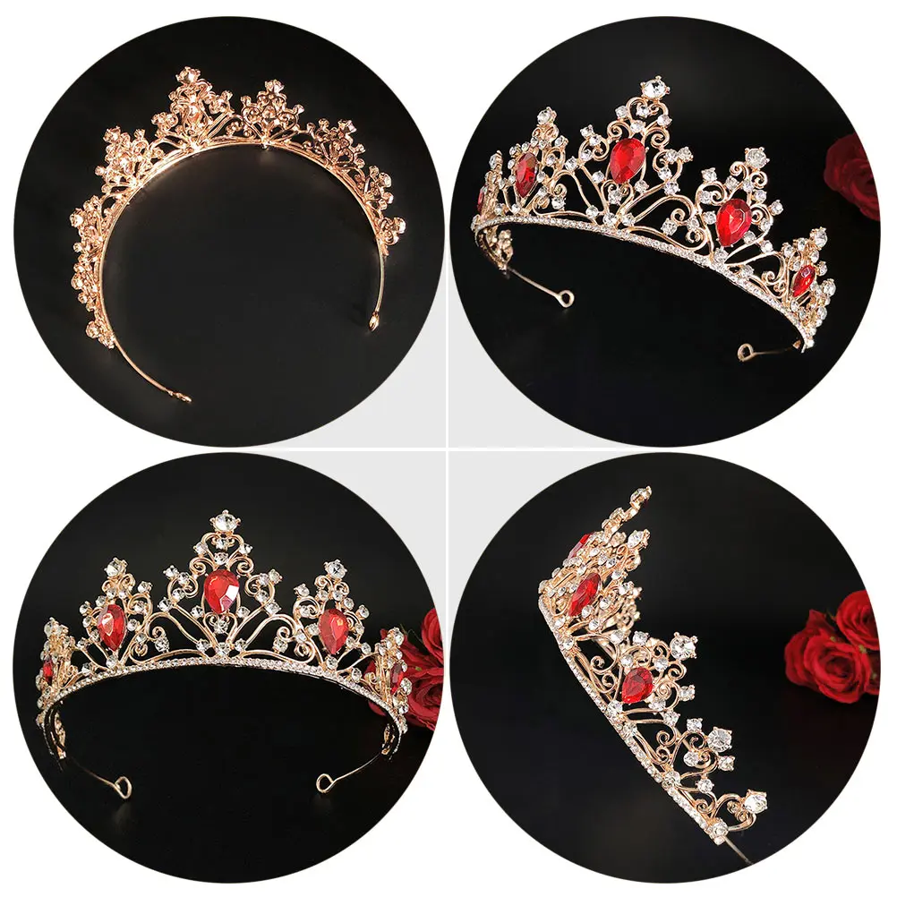 

Shiny Rhinestone Crown Headwear Bride Wedding Party Elegant Baroque Tiara Hairband Exquisite Durable Crown Prop Girls Tiara