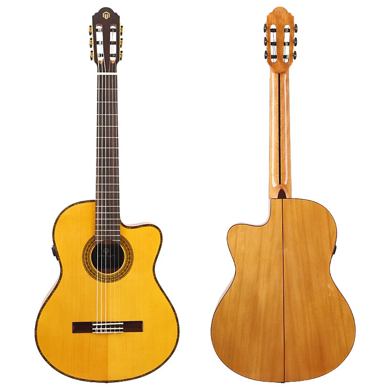 High Gloss Classical Guitar 6 String Flamenco Guitar 39 Inch Nylon Guitar Yellow Color