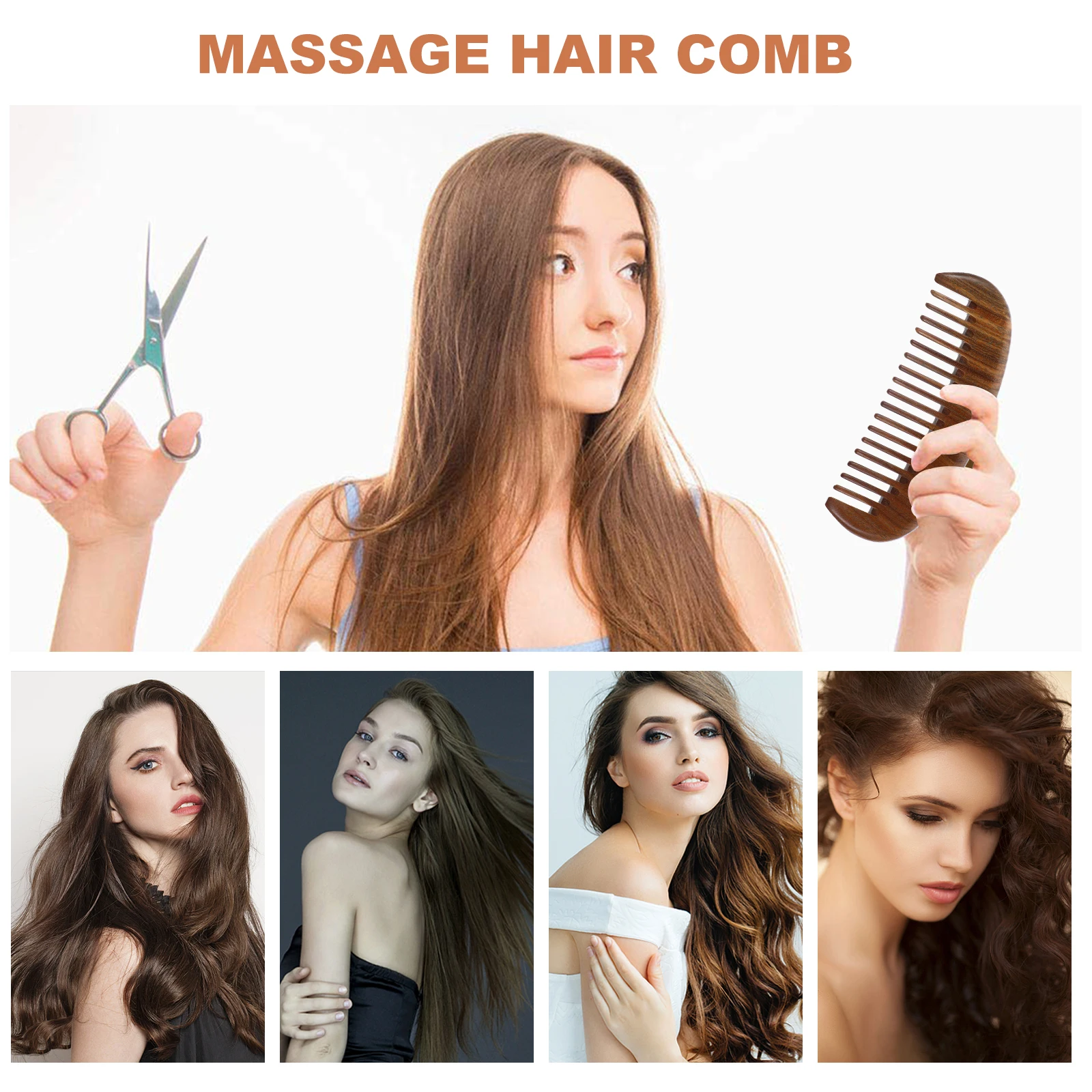 

Massage Hair Comb Verawood Wooden Bamboo Scalp Massager Lettering Portable Tool Sandalwood