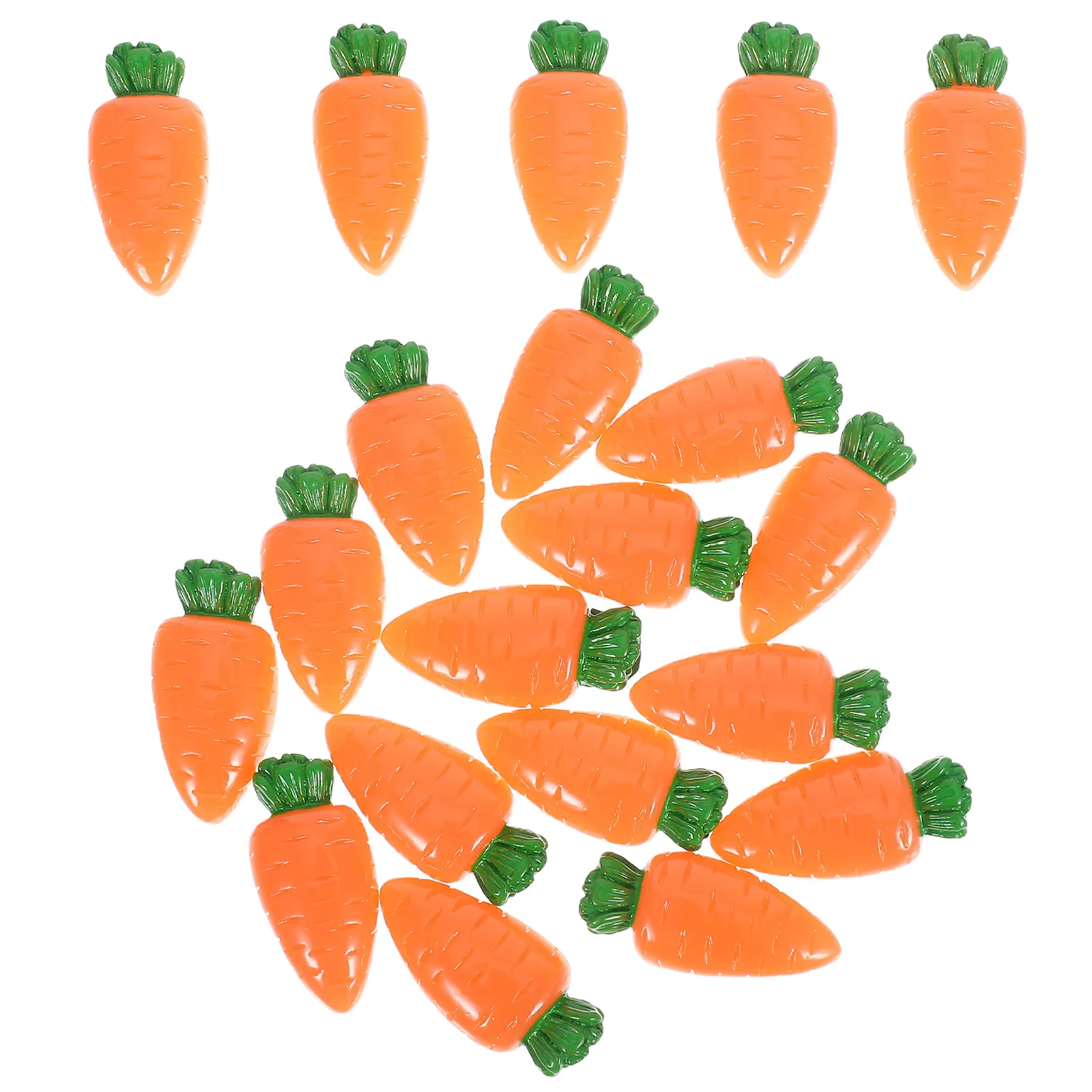 20Pcs Flatback Resin Carrot Charms Realistic Mini DIY Craft Embellishments for Phone Case Hair Clip Nails Scrapbooking Making