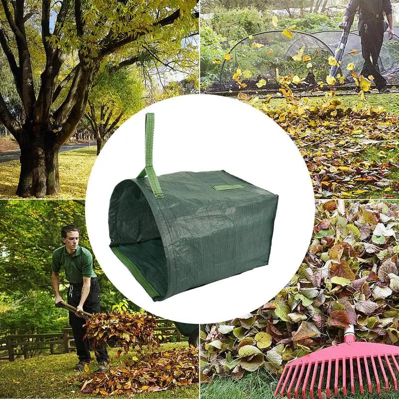 Garden Waste Bags Large Capacity Reusable Leaf Sack Light Trash Can Storage Bag Garden Garbage Waste Container For Moss Lawn