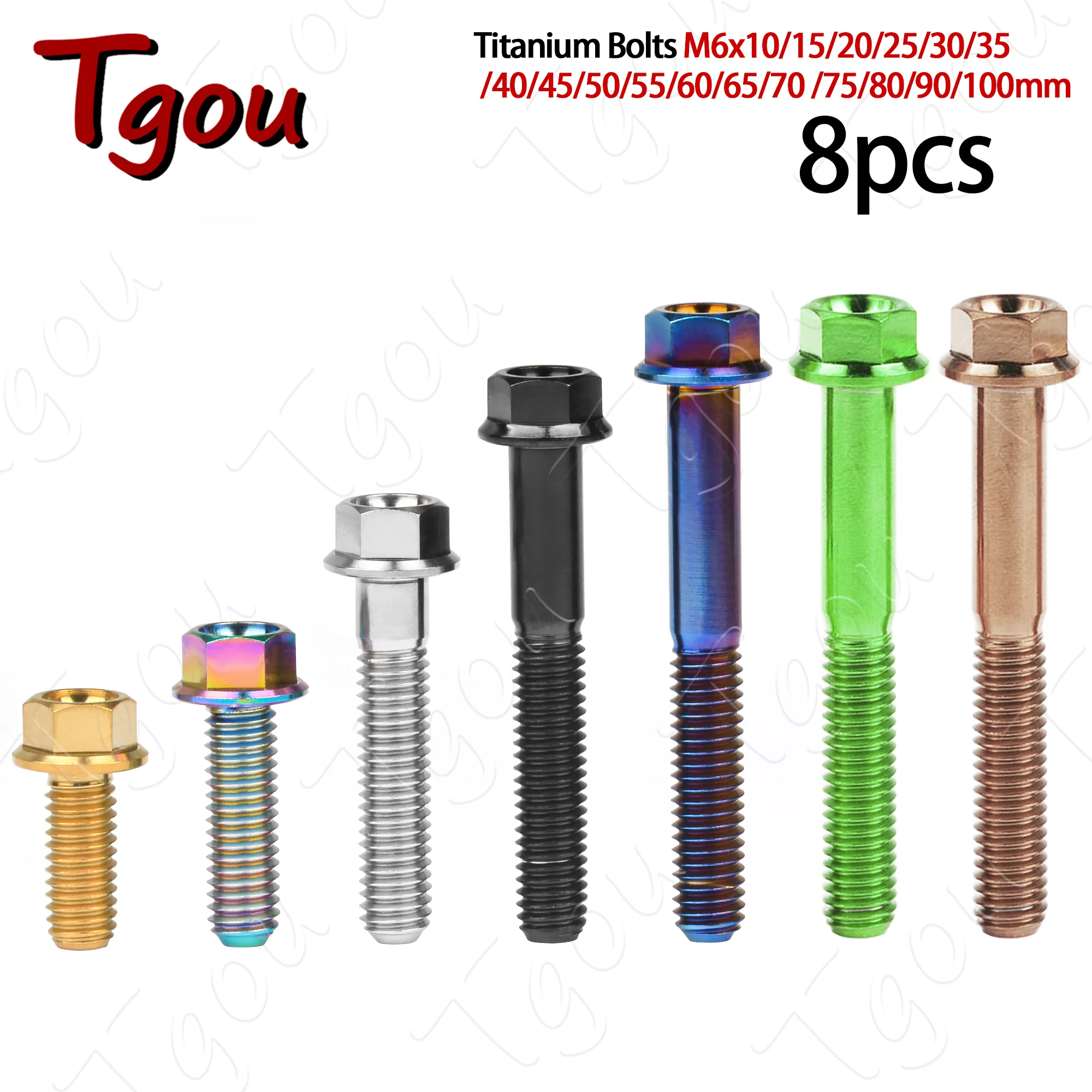 

Титановый болт Tgou M6x10/15/20/25/30/35/40/45/50/55/60/65/70 /75/80/90/100 мм, фланцевый винт с шестигранной головкой для мотоцикл 8 шт.