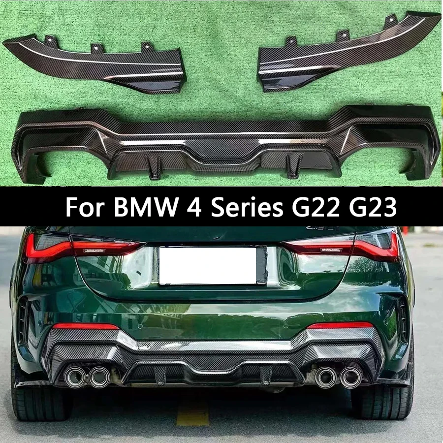 For BMW 4 Series G22 G23 430 425 Carbon Fiber Back lip Car Rear Bumper Diffuser Rear Splitters Spoiler Back lip Upgrade body kit