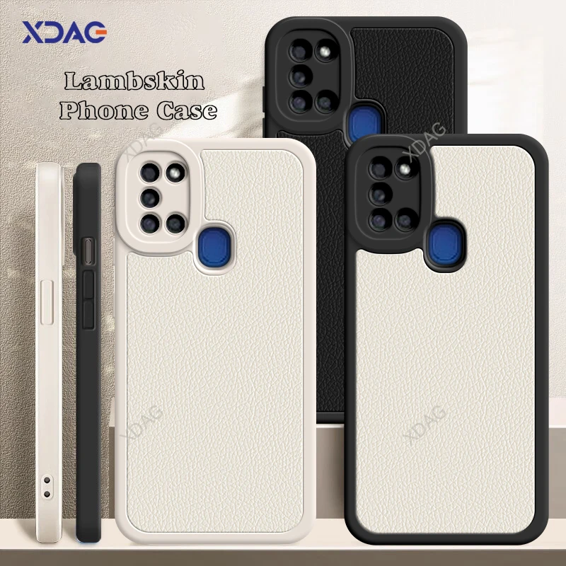 Osłona telefonu chroniąca obiektyw do Samsung Galaxy A11 A21S A31 A51 A71 Litchi etui etui ze skórą jagnięcą, odporna na wstrząsy, miękka obudowa z tyłu