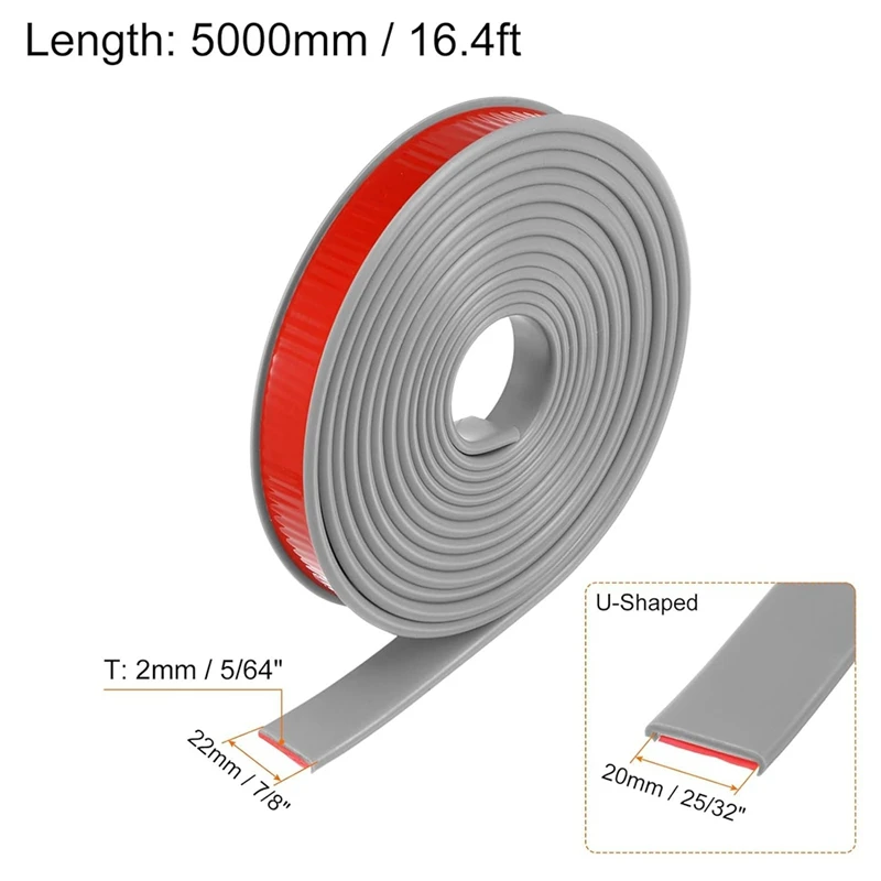 유연한 U자형 가장자리 밴딩 가구 가장자리 스트립, 자체 접착 가장자리 트림, 조리대 캐비닛용 가장자리 보호대, 5m