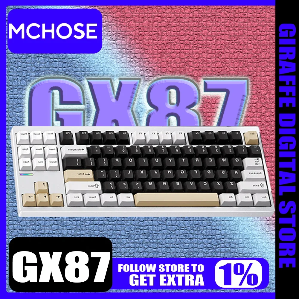 MCHOSE GX87 Mechanical Keyboard RGB Aluminium Alloy Tri Mode Wireless E-Sports Gaming Keyboard Customized Pc Gamer Accessory