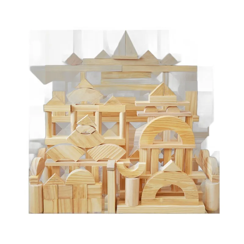 Grand bloc de construction de construction en plein air, coin de zone de maternelle, château en bois massif, jouet en bois granulaire surdimensionné