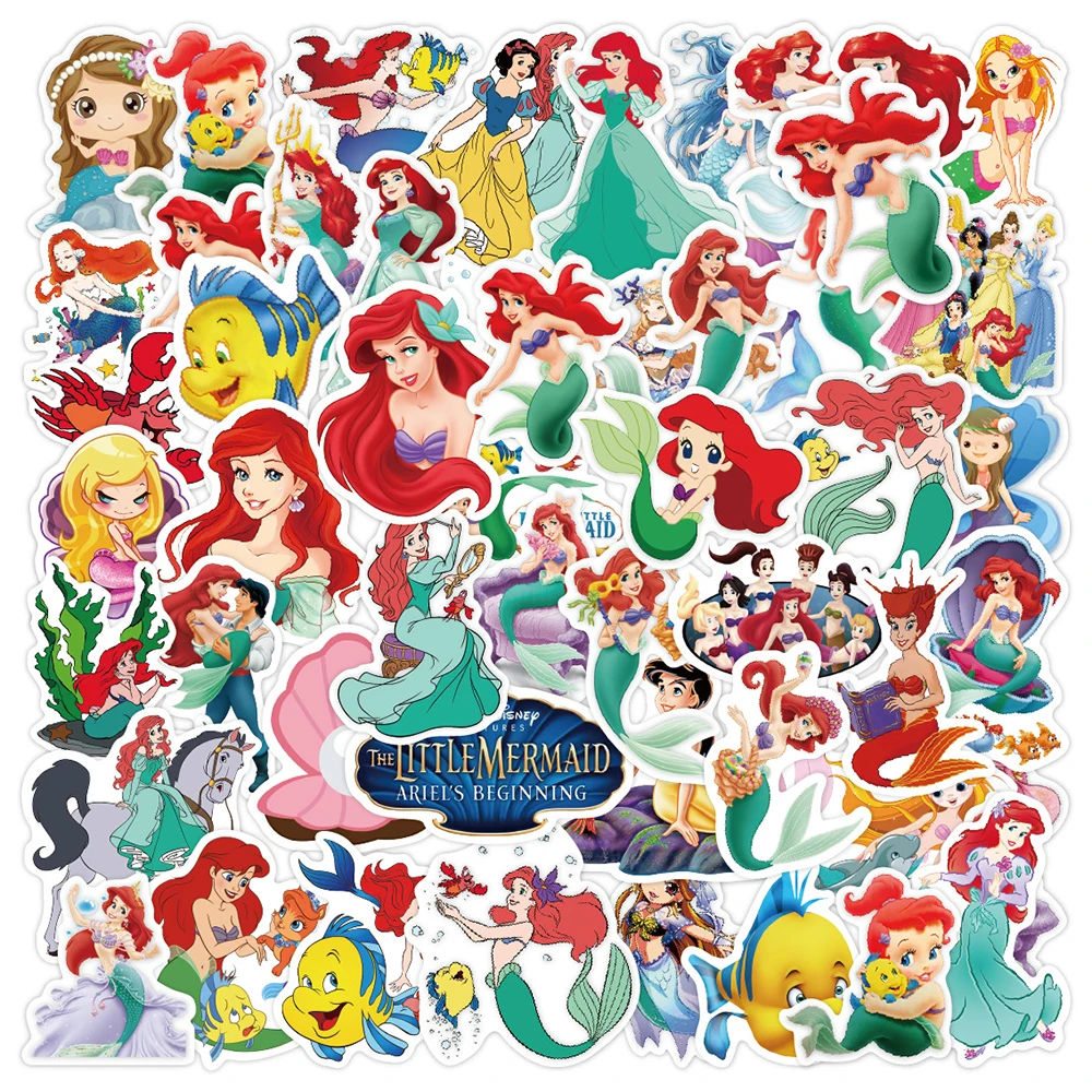 10/30/50pcs Disney The Little Mermaid Cartoon Stickers Cute Decals Water Bottle Laptop Decoration Sticker for Kids Classics Toys
