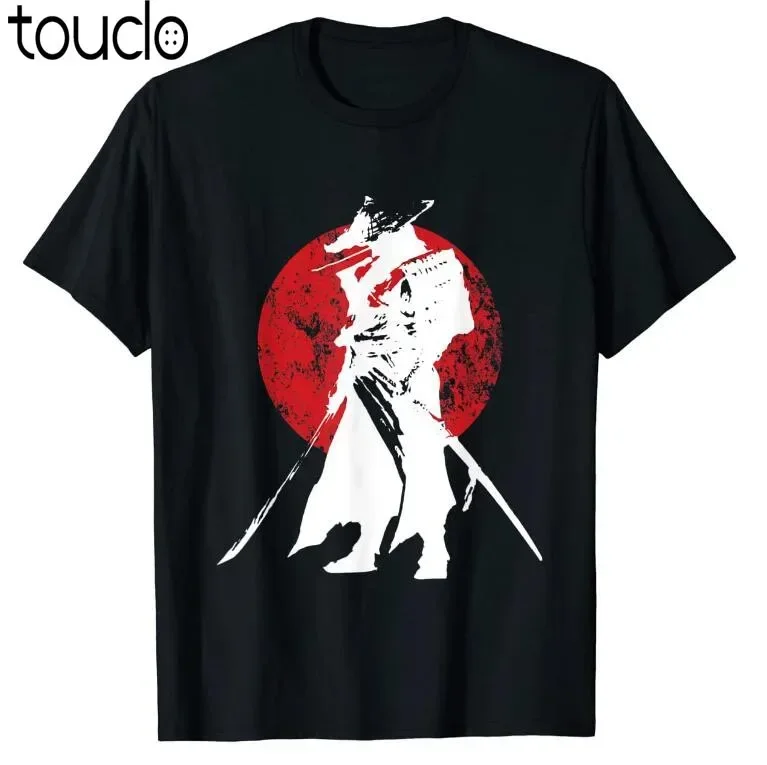 

Samurai Warrior Graphic Print Short Sleeve T-Shirt Japanese Retro Distressed Graphic Tee Unisex