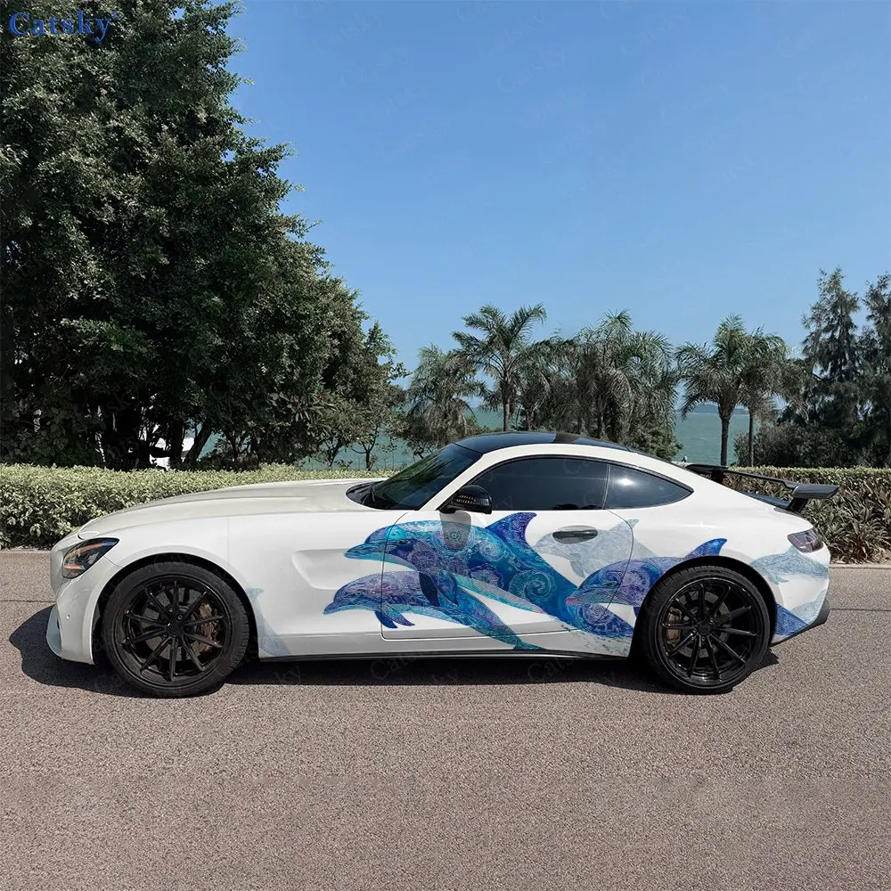 

2pcs Dolphin Spirit Blade, Durable, Fade-resistant, Enhance Vehicle Aesthetics With Bold Artistic Design Car Vinyl Wraps