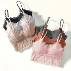 Women Lace Bra Top Padded Wireless Lace Bralette Female Removable Pads Bras Summer Crop Top Sexy Lingerie