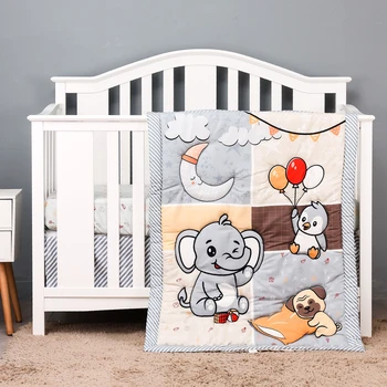 Safari bebê infantil berço crianças conjunto de cama berço folha conjunto infantil recém-nascido berçário 3 peças consolador lençol berço saia
