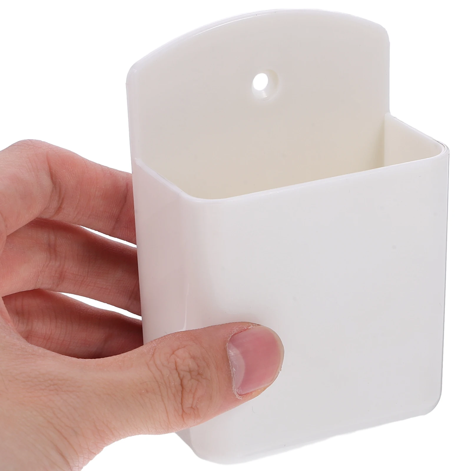 

2pcs Wall Storage Box Remote Holder White Color Wall Mounted Desk Organizer For Living Room Bedroom Storage Small Items