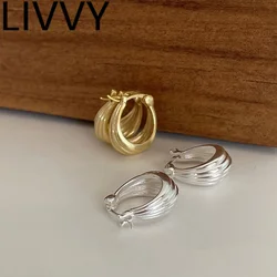 LIVVY New Style Silver Color Earrings For Women Fashion Vintage Irregular Pattern Girl Birthday Party Jewelry