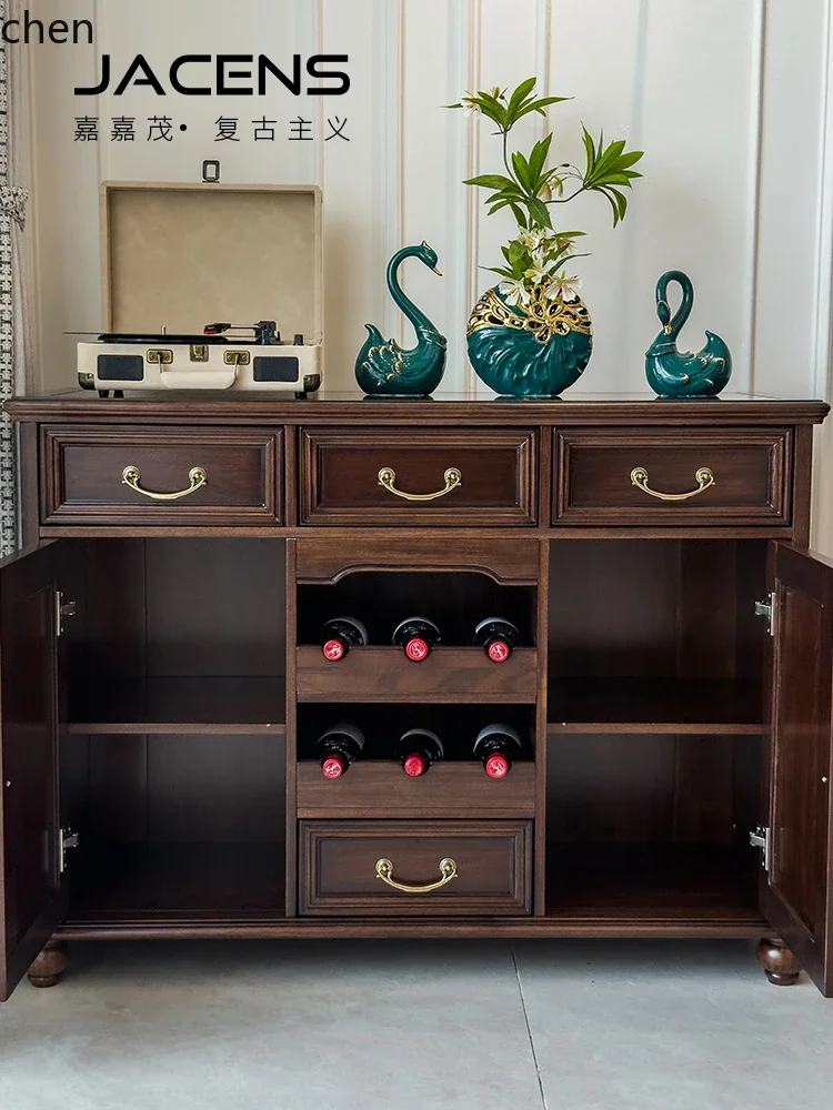 Retro Country Wine Cabinet Home Solid Wood Wall-Mounted Storage Cabinet Restaurant Storage Cabinet
