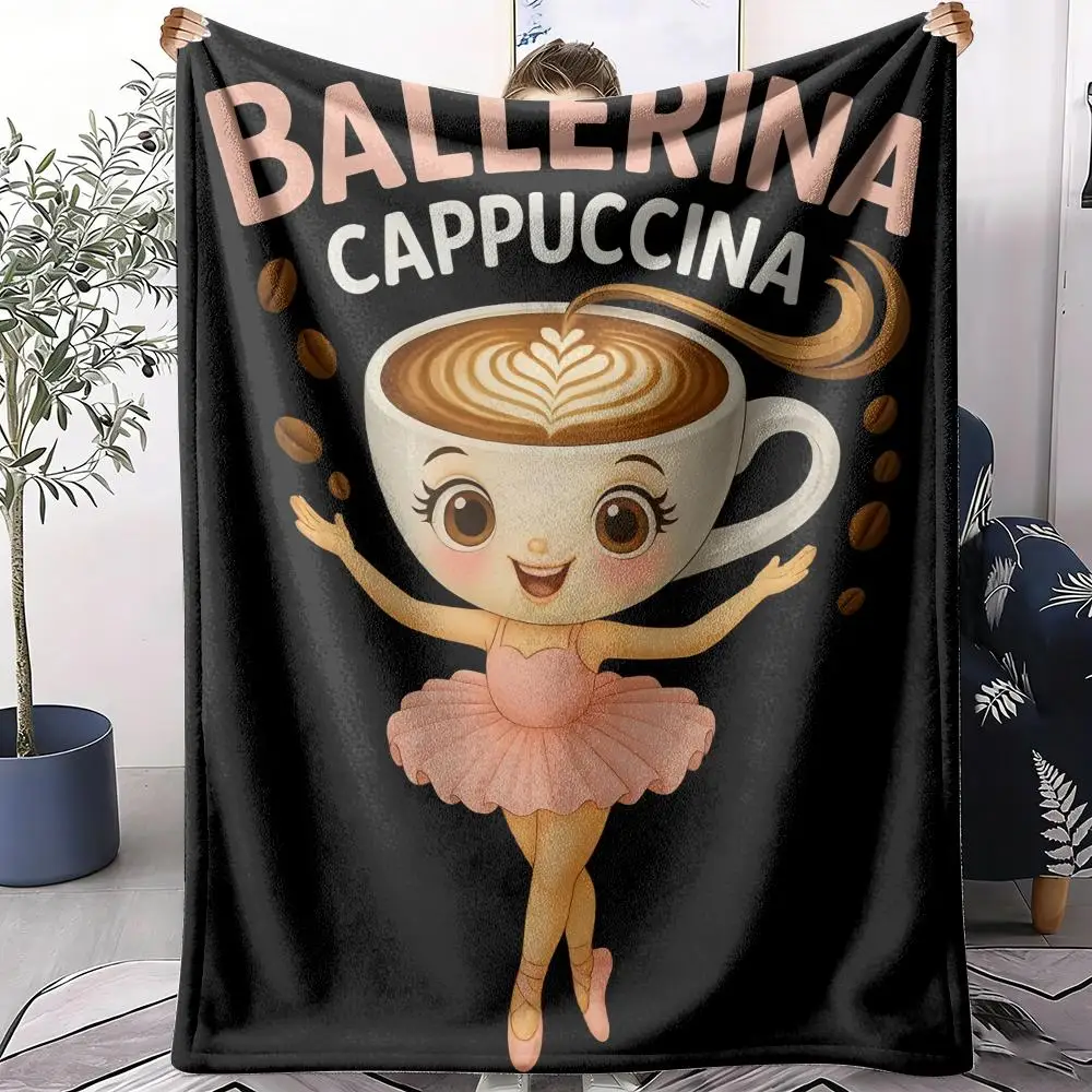 B-ballerina Cappuccina Throw Soft Flannel Throw Summer Blanket Lightweight Cozy Nap Blanket for Sofa Bed Travel