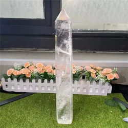 Big size Natural Clear Quartz Obelisk White Crystal Wand Point Healing Fengshui Tower for Home Decoration Quartz Point Healing