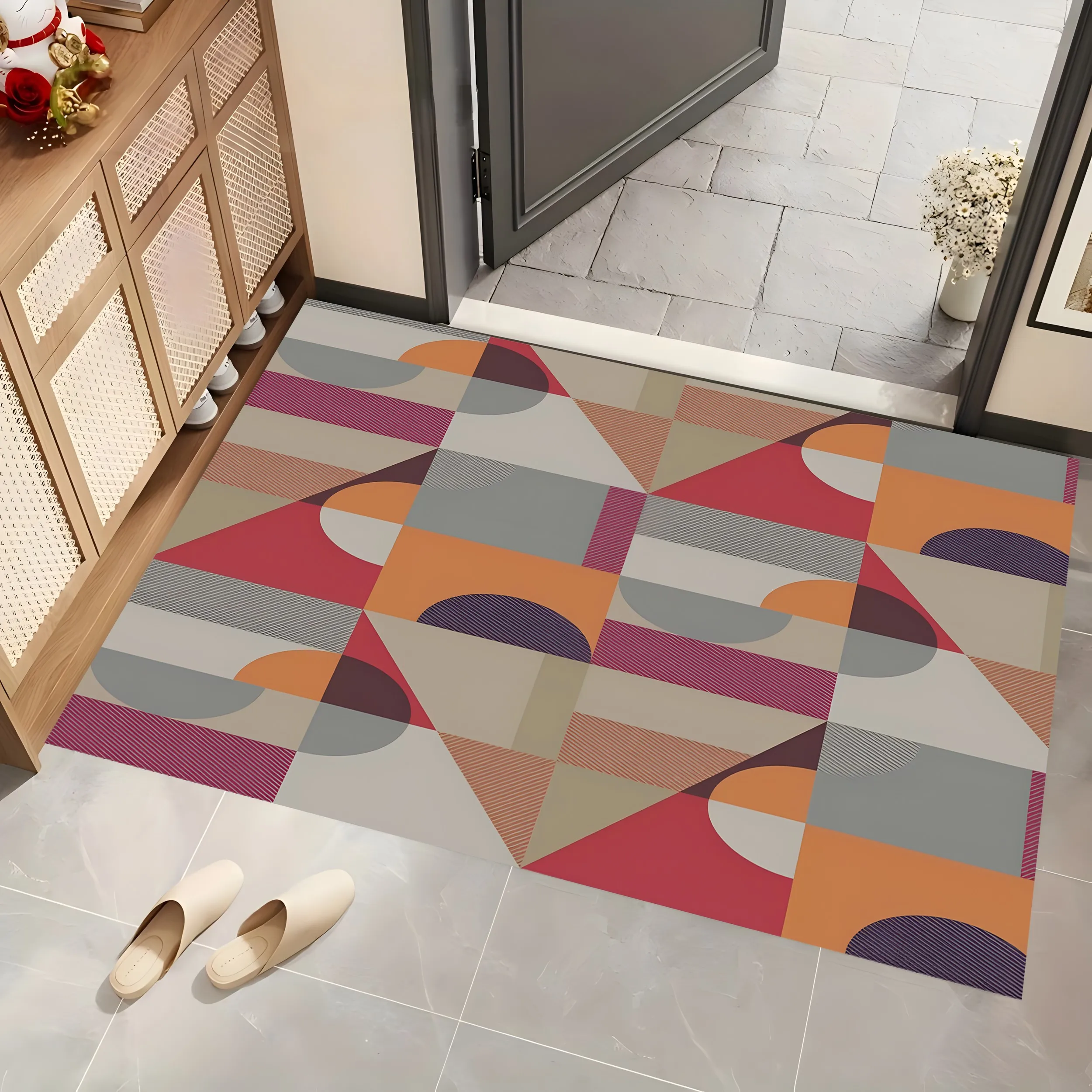 Color-Blocked Geometric Patchwork Large Area Rug, Modern Stylish Choice, for Living Room and Bedroom