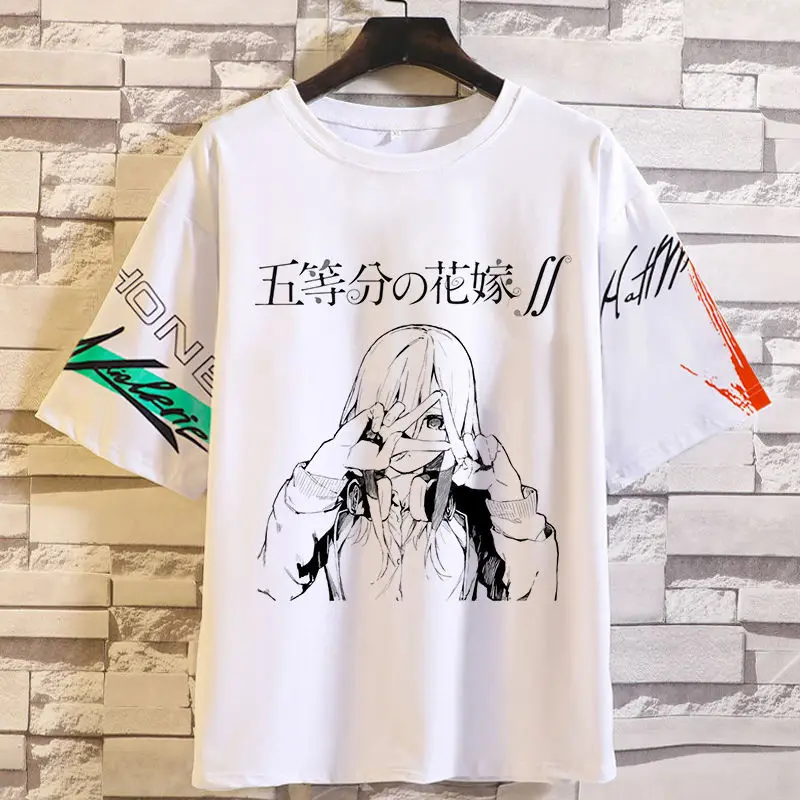 أنيمي لعبة خمسة أرباع الأزهار الزفاف تي شيرتات قصيرة الاكمام Sanjiu البضائع ثنائية الأبعاد فضفاضة تناسب حجم كبير