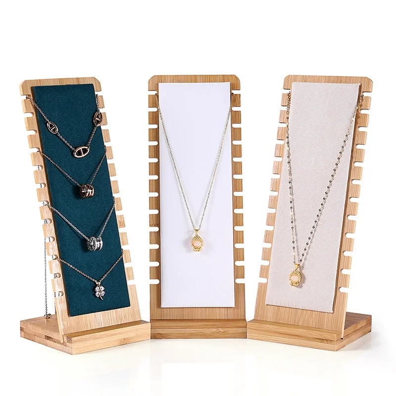 Bamboo And Wood Necklace Display Frame Pendant Jewelry Storage Display Frame Jewelry Necklace Pendant Display Shooting Props image 3