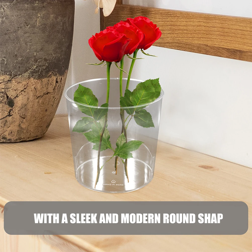 

2pcs Fresh Flower Bucket Arrangement Holder Round Display Vase Decorative Plants Container Plastic Flower Storage