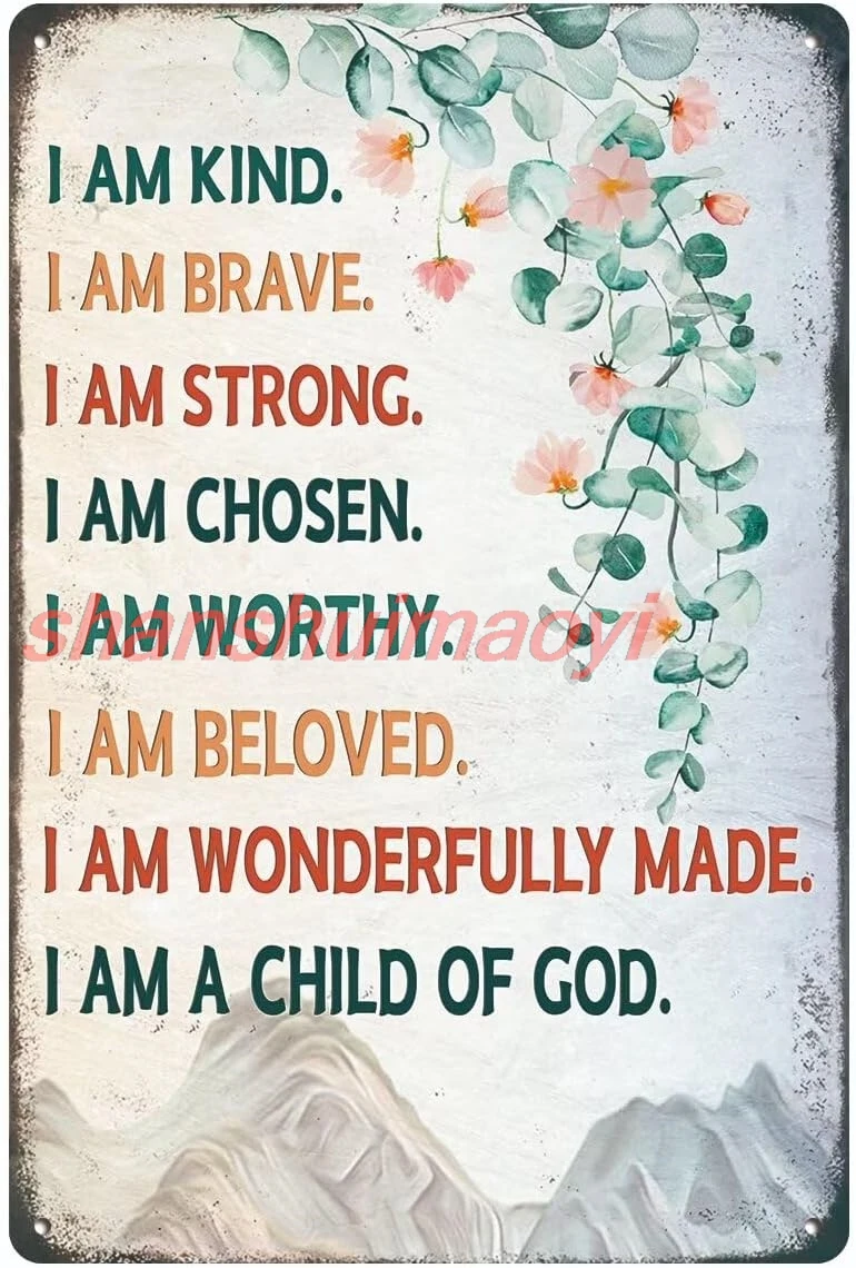 Inspirational Decor - I am a Child of God Scripture Metal Sign 8X12in Christian Gift for Baby Kids Girl Boy Nursery Teen Li sign