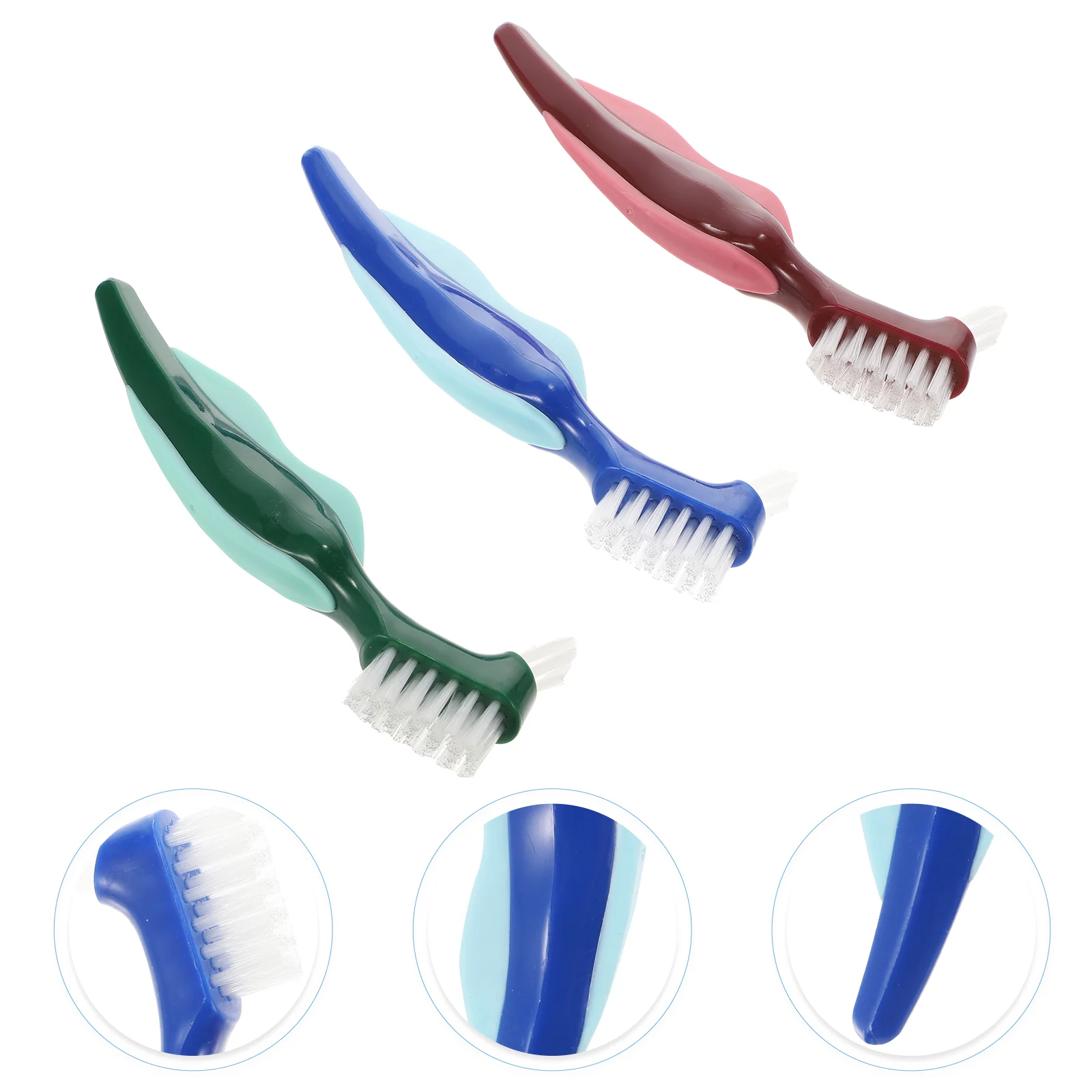 

3 Pcs False Teeth Kid Toothbrush Denture Cleaner Care Toothbrushes Cleaning Double Sided Child Travel