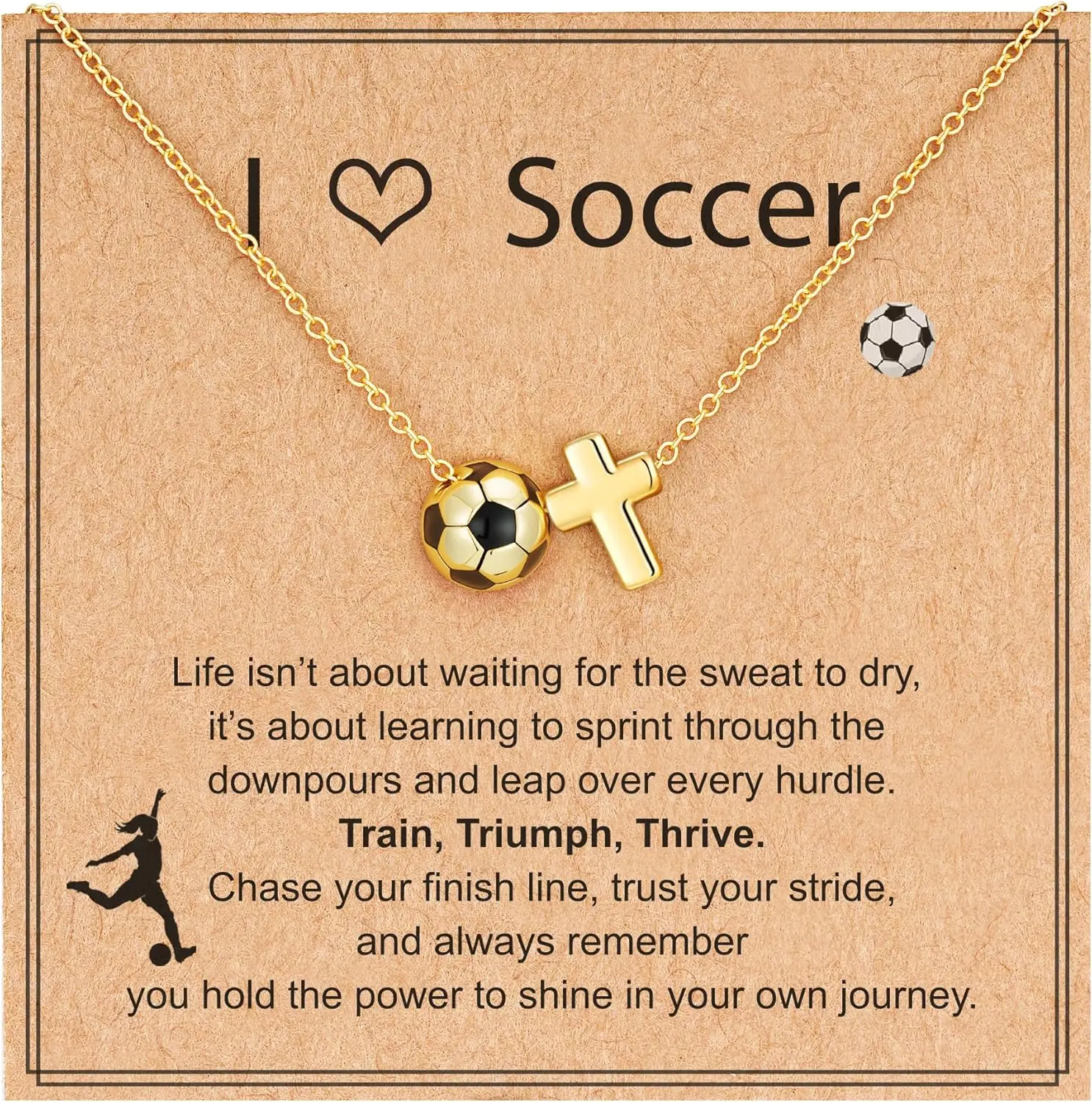 

Softball/Soccer/Volleyball/Basketball Necklace for Girls Women, 14K Gold/Silver Plated Cross Pendant