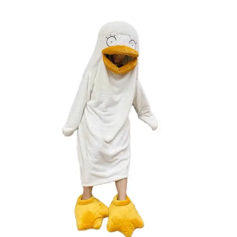 2024 White Duck Mascot Costume Adult Cosplay set Christmas Halloween Festival Exquisite Dressing Red Heart Doll Pajamas