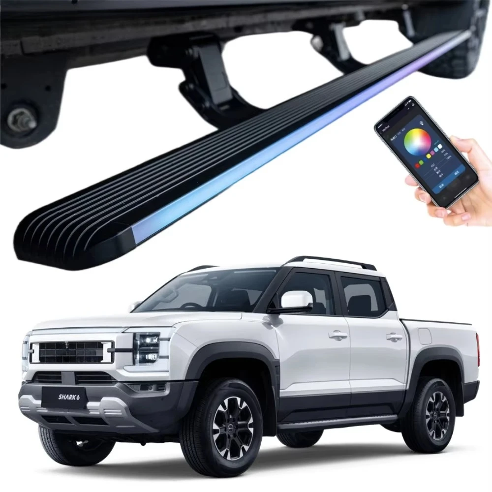 

Pickup Truck Aluminum Automatic Retractable Led Power Running Boards Electric Side Steps For BYD Shark 6