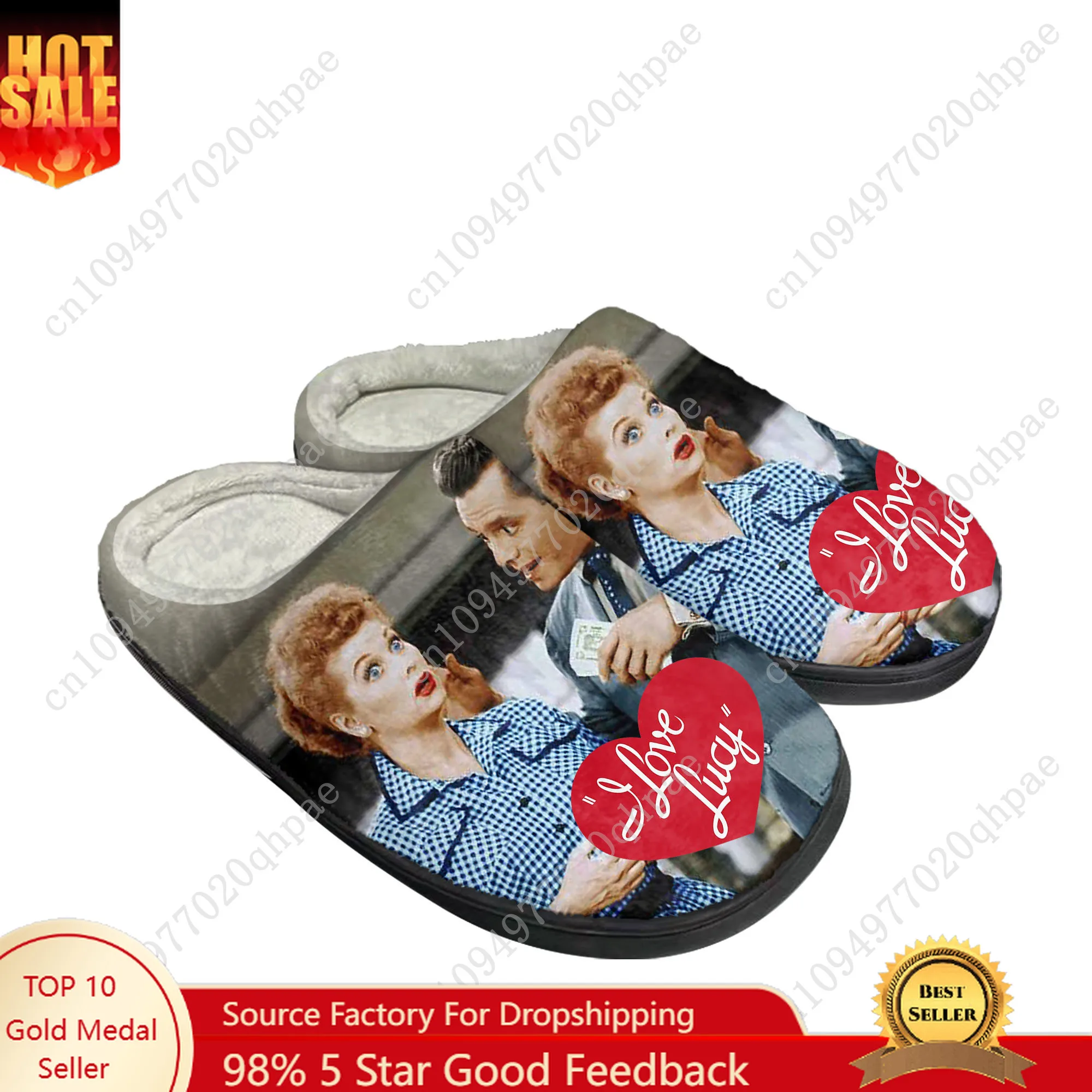

I Love Lucy Cotton Slippers High Quality Mens Womens Youth Boy Girl Plush Bedroom Keep Warm Shoes Customized Thermal Slipper