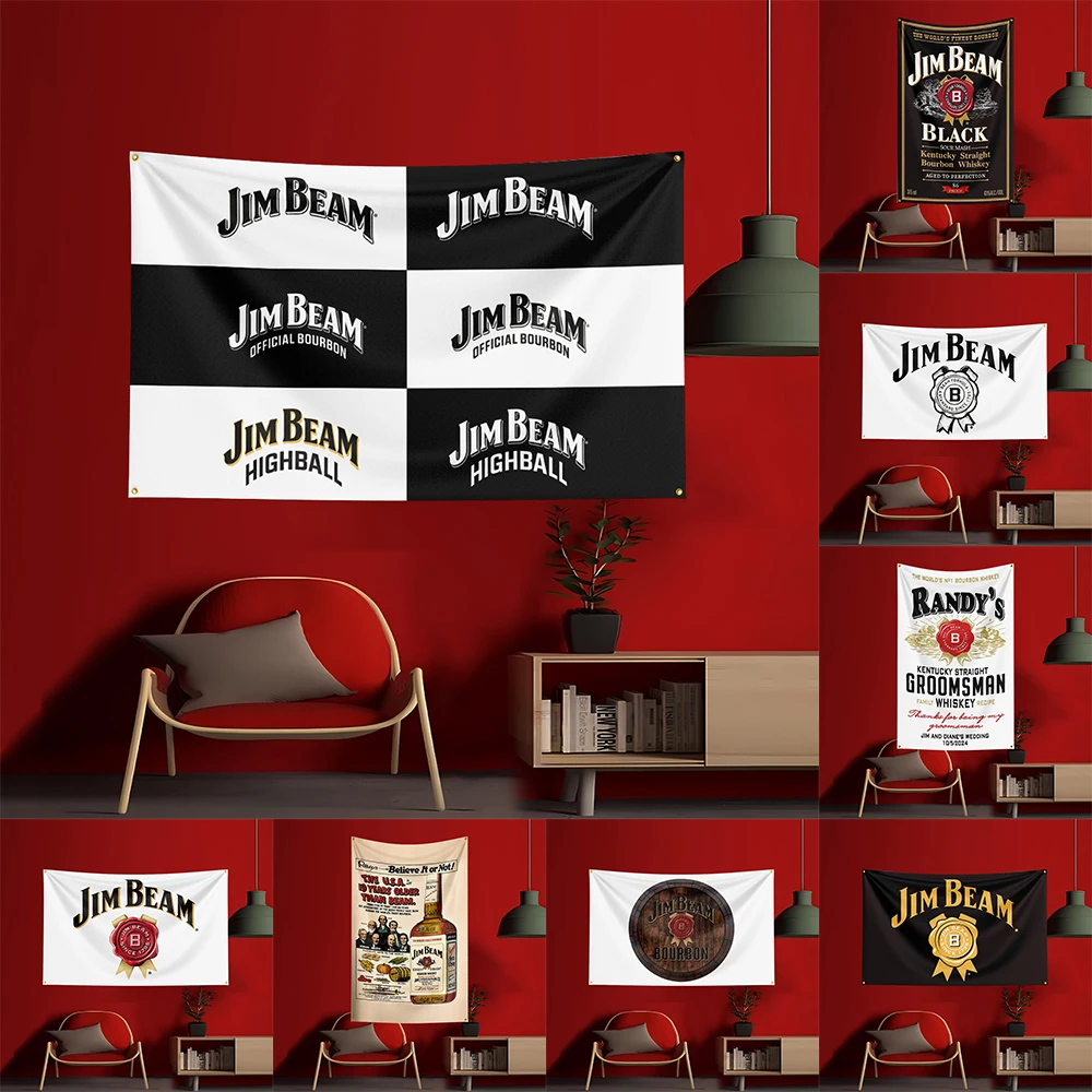 

90X150CM Whisky-J-jim beams Flag Polyester Printed Alcohol Wine Banner For Decorative garden beverage rum Beer Flag