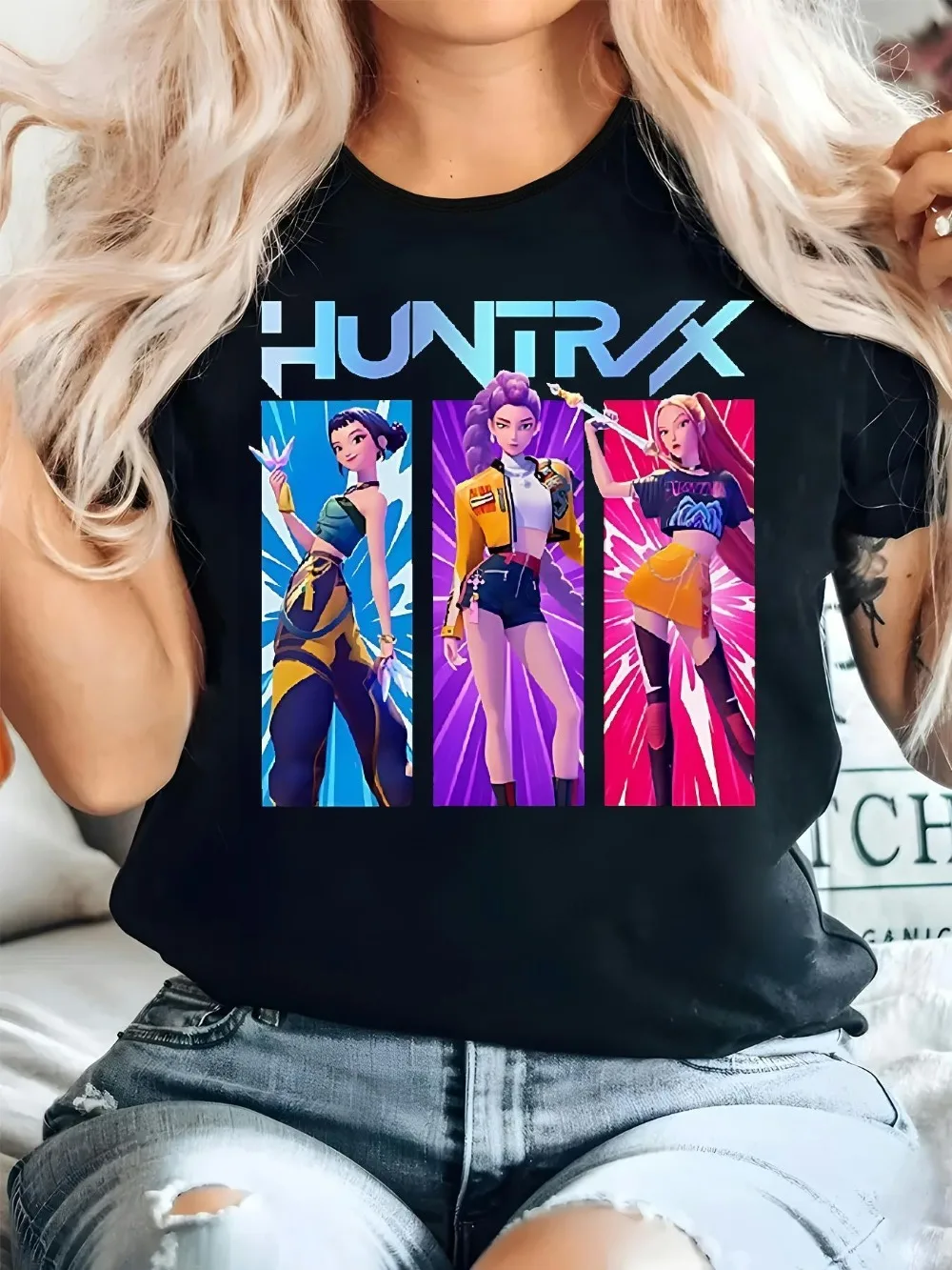 

Женская футболка с рисунком больших размеров, повседневная футболка с круглым вырезом и коротким рукавом, свободная посадка с яркими иллюстрациями персонажей в стиле аниме