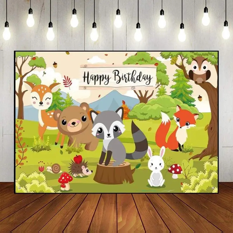 Decoration Wildlife Jungle Forest Animals Theme Party Wall Backdrop Background Photo Tropical Banner Zoo Photography Woodland