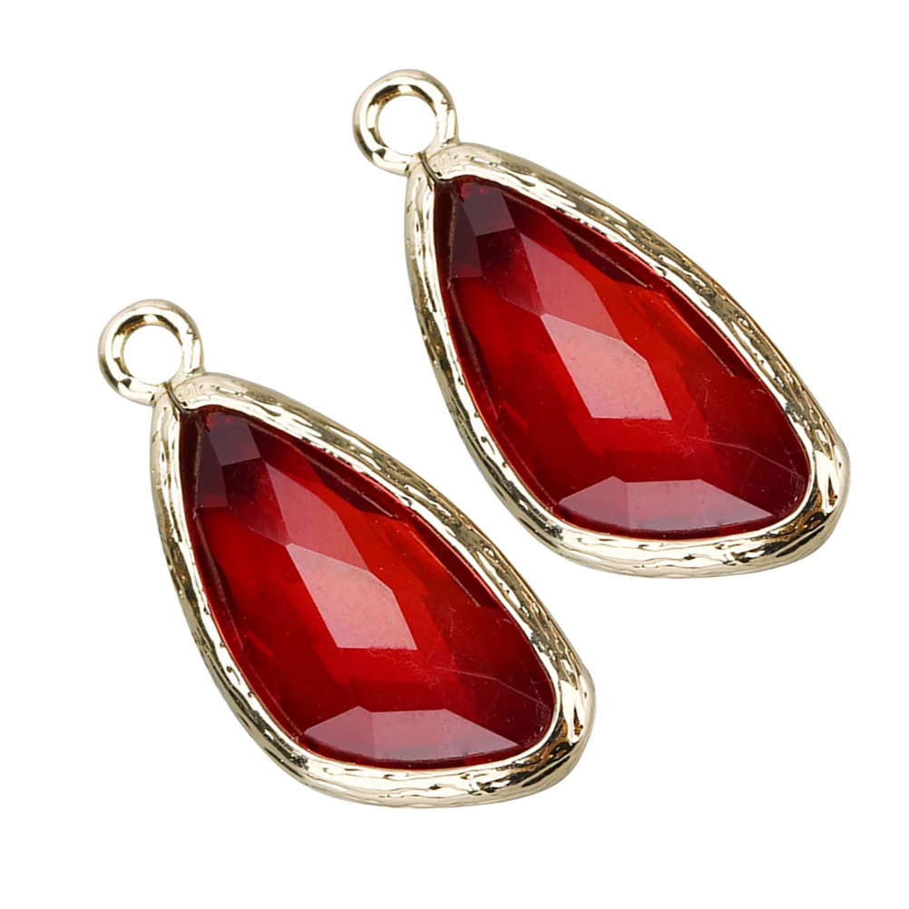 

5pcs Glass-edged Pendant Charms Jewelry Making Accessories DIY Delicate Pendants for Earrings Necklaces Bracelets Red Pack of 5
