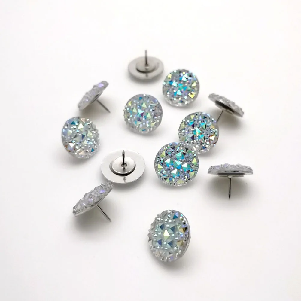 10Pcs Rhinestone Thumb Tacks Easy to Use Pushpins for Stationery Map Markers Daily Use Desk Accessories Convenient