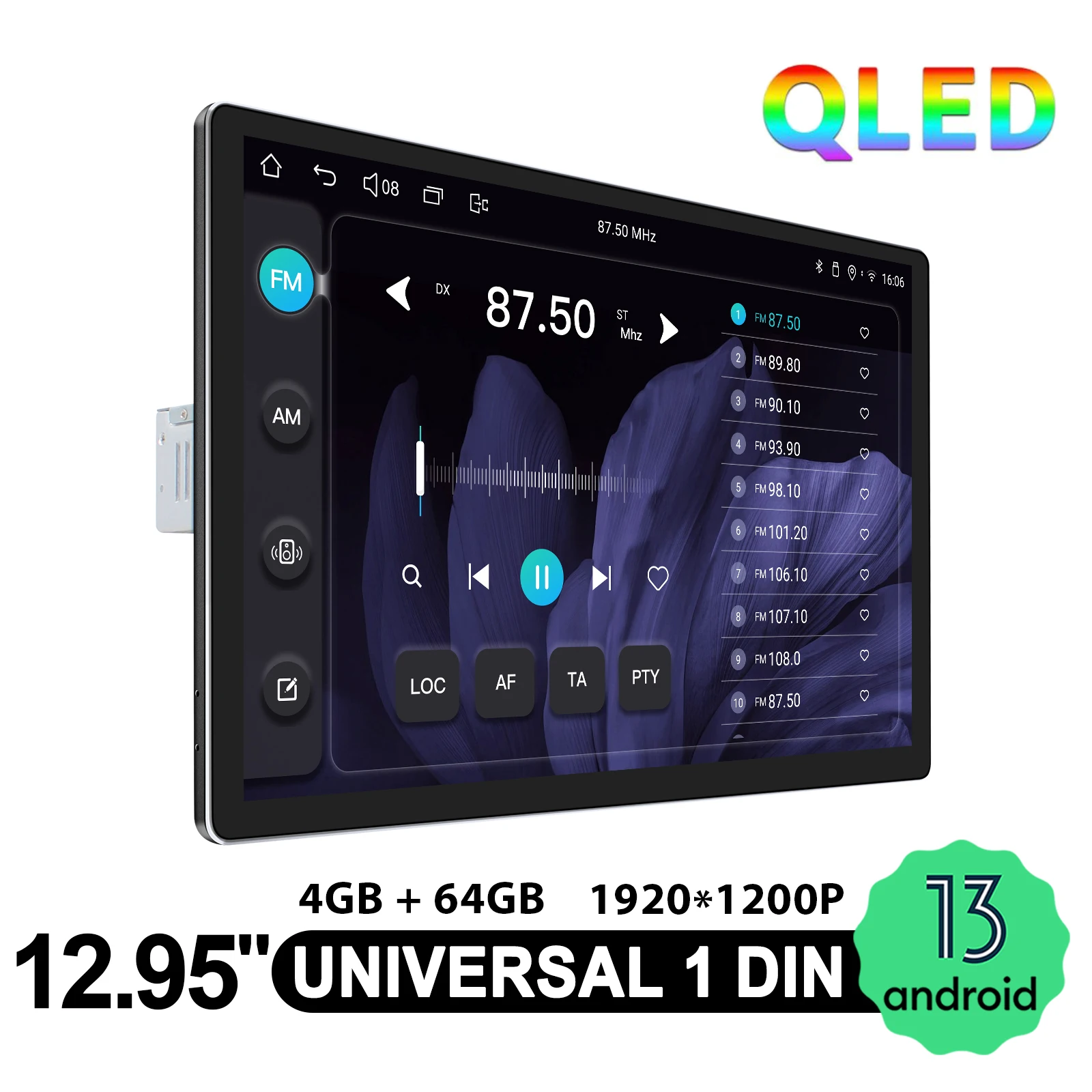 JOYING 12.95 ''راديو ستيريو السيارة العالمي 1920x1200 HD مشغل وسائط متعددة بلوتوث FM AUX Carplay وأندرويد السيارات الشحن السريع