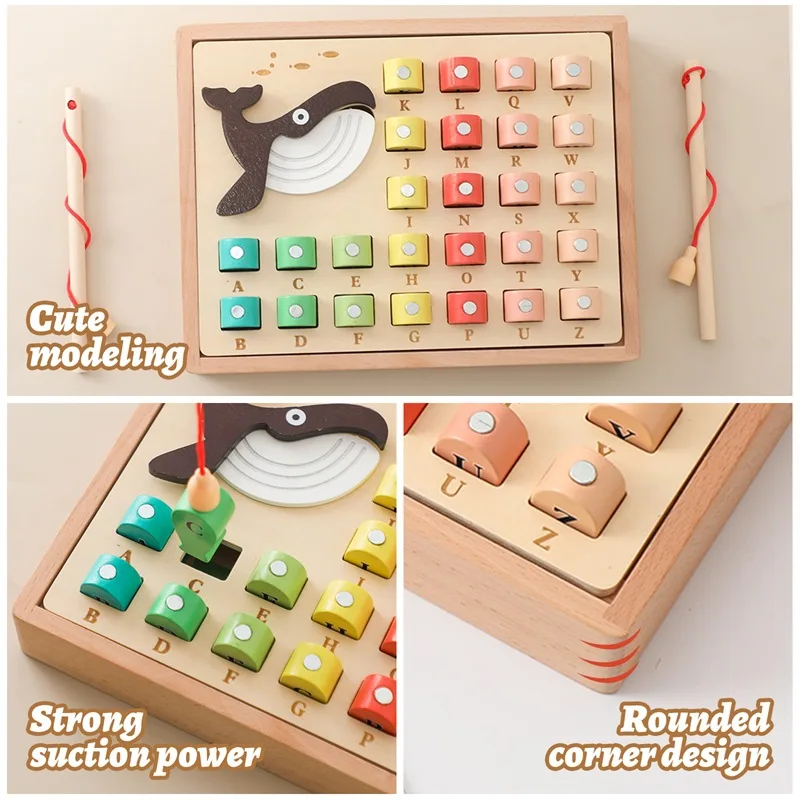 Children's Magnetic Fishing Toy Fun 26 English Letter Card Learning Pairing Cognitive Development Intelligence