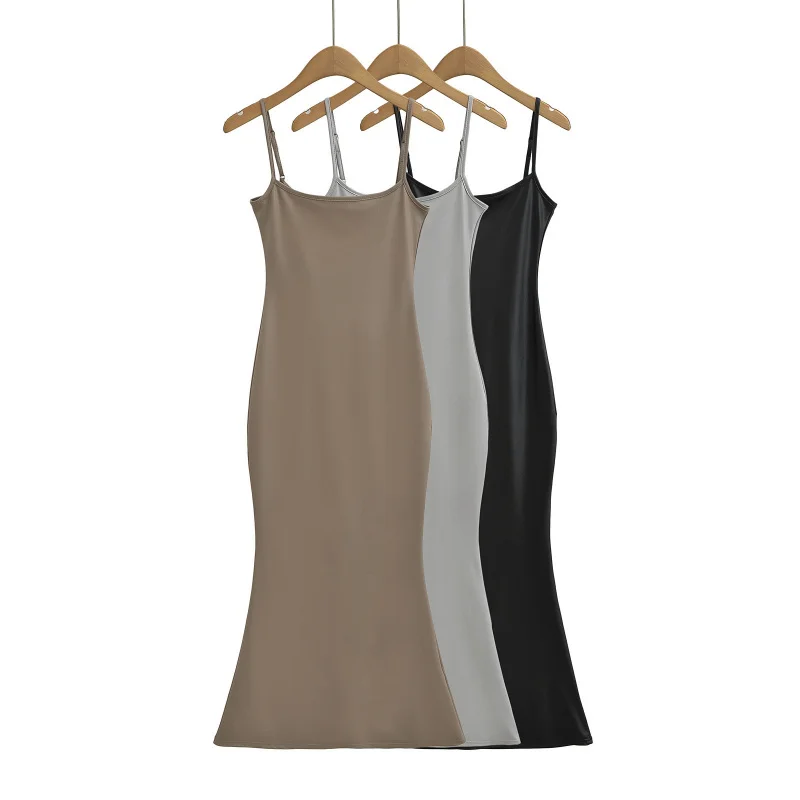 Neuer Stil, elegantes beschichtetes Stretch-Träger-langes, figurbetontes Schlankheitskleid für Damen
