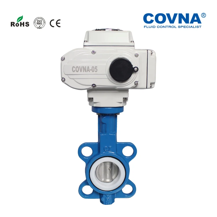 COVNA Actuated Valve Cast Iron ON OFF Type DN100 4 INCH PTFE Electric Actuated Butterfly Valve For Fluid Control