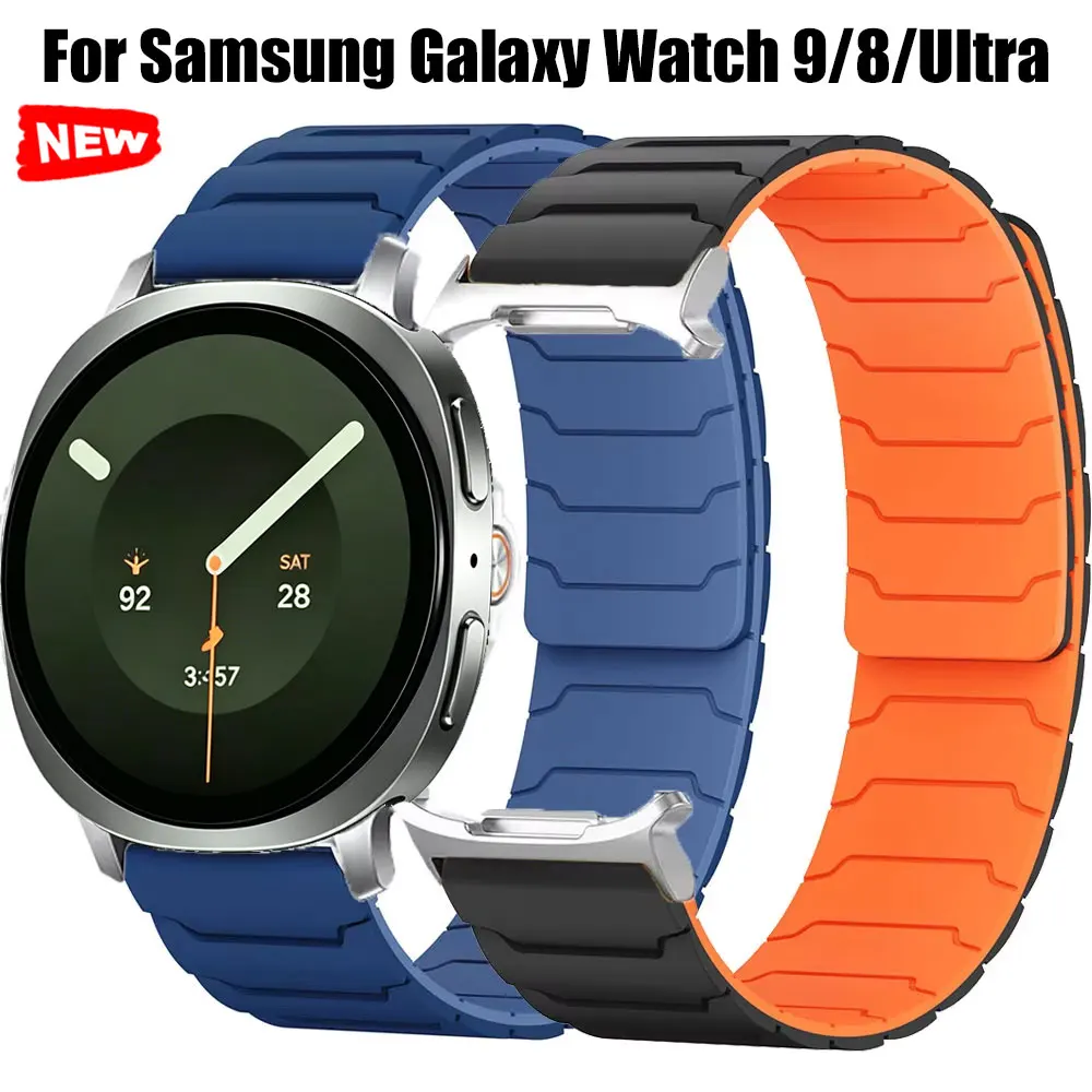 Silicone Wristband For Samsung Galaxy Watch Ultra 2 1 47mm Band Magnetic Loop Correa For Galaxy Watch 9/8/8Classic 40 44 46mm